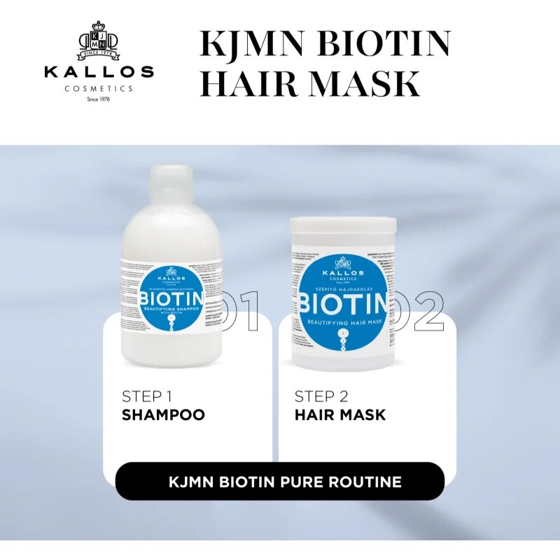 Kallos KJMN Professional Biotin маска за тънка слаба и късаща се коса 1000 мл.