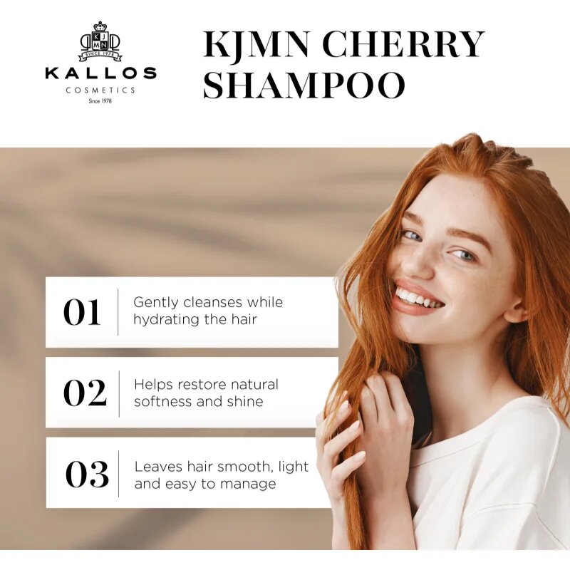 Kallos KJMN Professional Cherry хидратиращ шампоан за суха и увредена коса 1000 мл.