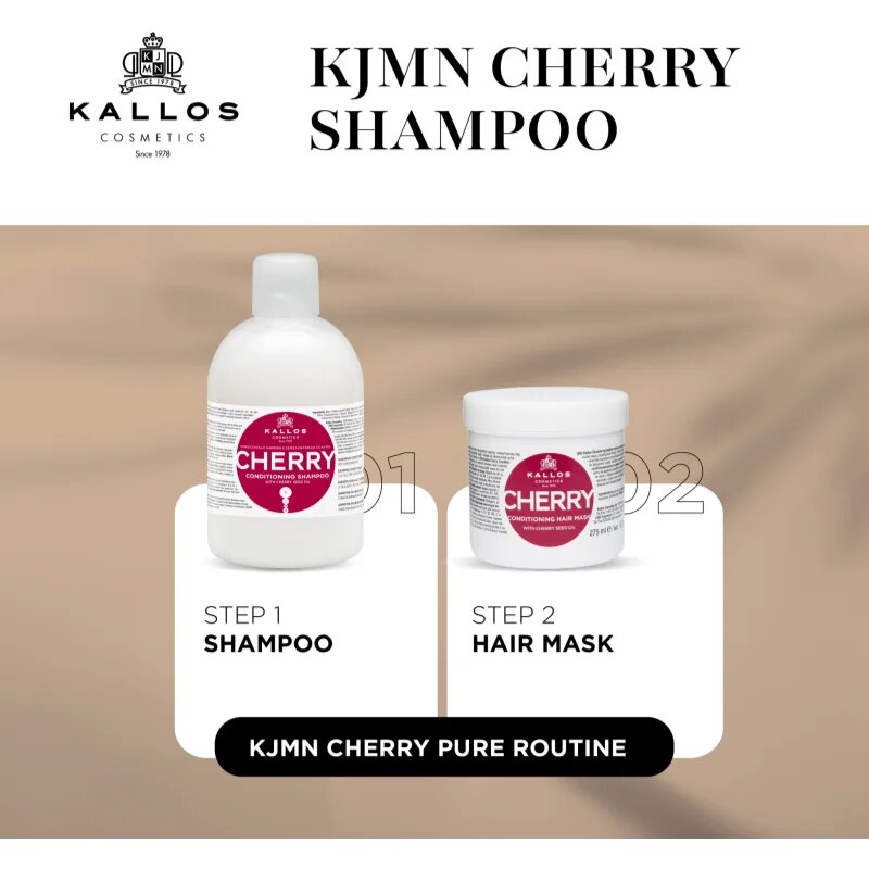 Kallos KJMN Professional Cherry хидратиращ шампоан за суха и увредена коса 1000 мл.