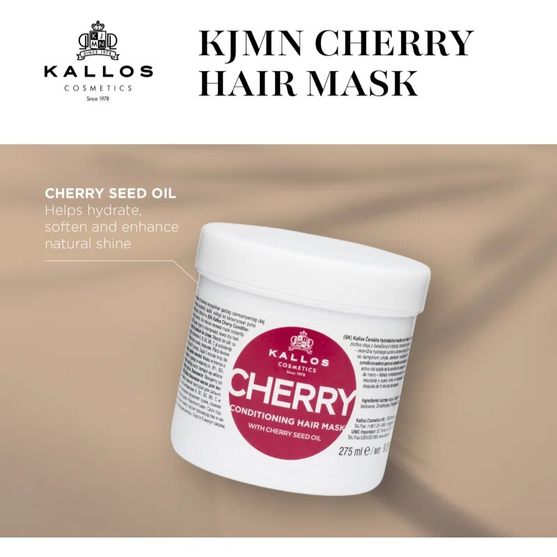 Kallos KJMN Professional Cherry хидратираща маска за увредена коса 1000 мл.