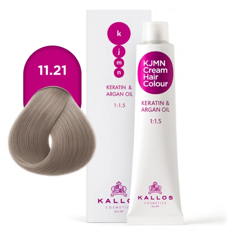 Kallos KJMN Professional Cream Hair Colour Keratin & Argan Oil боя за коса с кератин и арганово масло цвят 11.21 Very Light Blonde 100 мл.