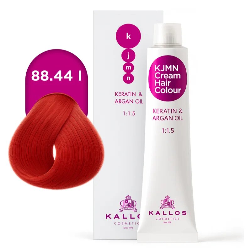 Kallos KJMN Professional Cream Hair Colour Keratin & Argan Oil боя за коса с кератин и арганово масло цвят 88.44 l Light Intense Copper Blond 100 мл.
