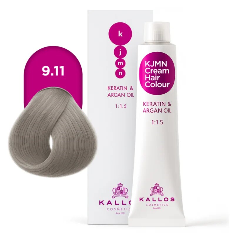 Kallos KJMN Professional Cream Hair Colour Keratin & Argan Oil боя за коса с кератин и арганово масло цвят 9.11 Lightest Blonde 100 мл.