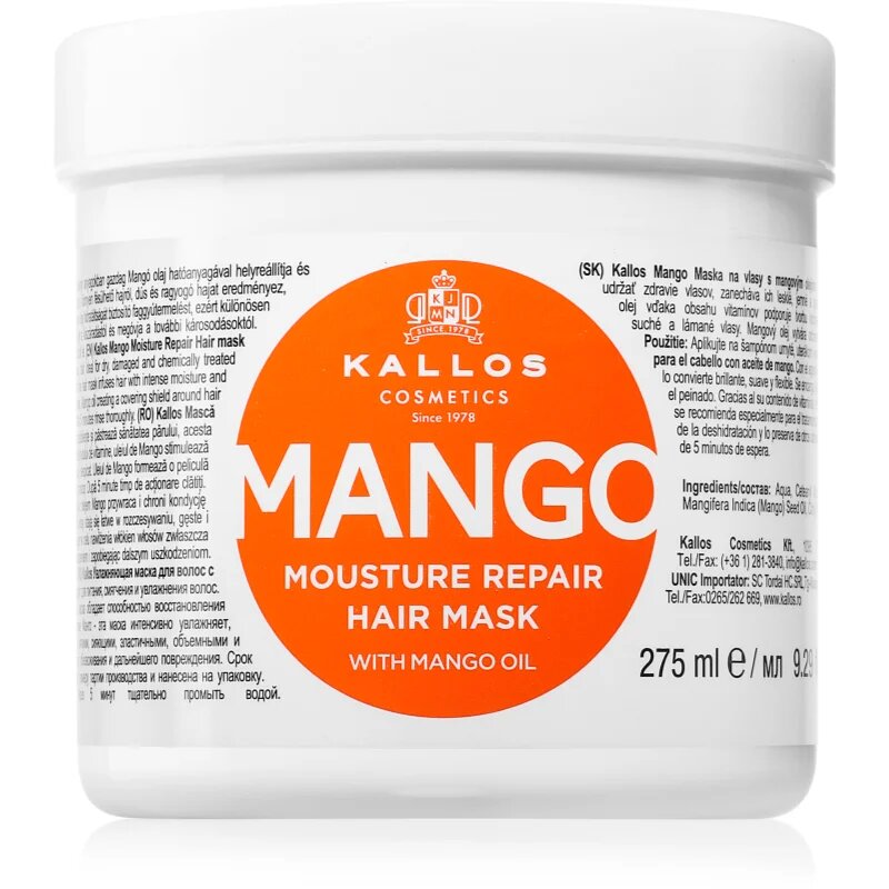 Kallos KJMN Professional Mango подсилваща маска с масло от манго 275 мл.