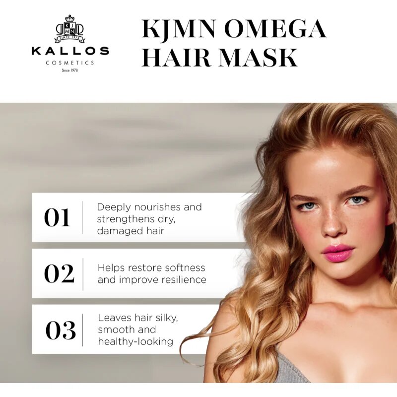 Kallos KJMN Professional Omega подхранваща маска за коса с омега 6 комплекс и масло от макадамия 1000 мл.