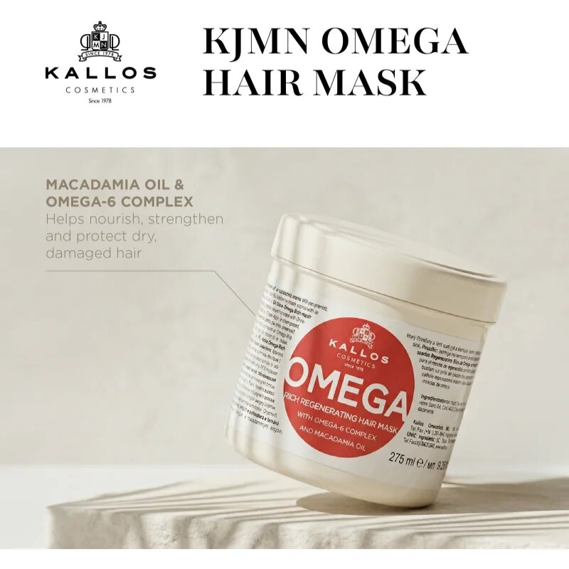 Kallos KJMN Professional Omega подхранваща маска за коса с омега 6 комплекс и масло от макадамия 1000 мл.