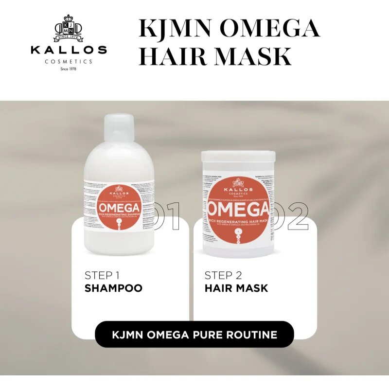 Kallos KJMN Professional Omega подхранваща маска за коса с омега 6 комплекс и масло от макадамия 1000 мл.