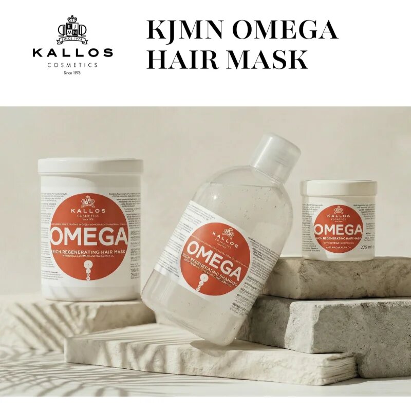 Kallos KJMN Professional Omega подхранваща маска за коса с омега 6 комплекс и масло от макадамия 1000 мл.