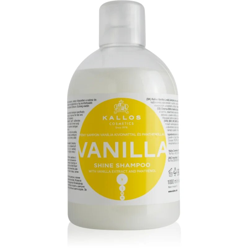 Kallos KJMN Professional Vanilla шампоан за блясък за суха коса 1000 мл.
