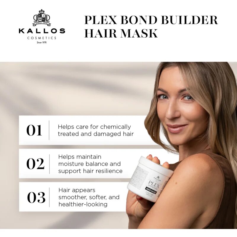 Kallos Plex Hair Mask регенерираща маска за увредена и химически третирана коса 275 мл.