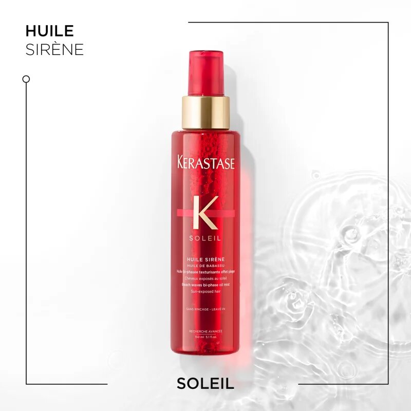 Kérastase Soleil Huile Sirène хидратираща двуфазова мъгла с масло за плажен ефект с UV филтър 150 мл.
