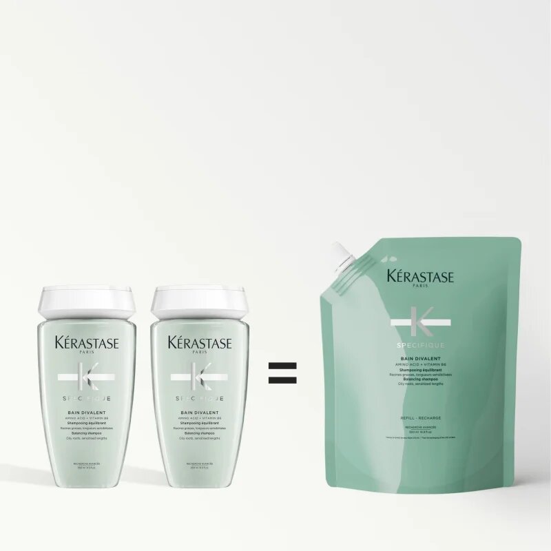 Kérastase Specifique Bain Divalent дълбоко почистващ шампоан за мазна кожа на скалпа Refill 500 мл.