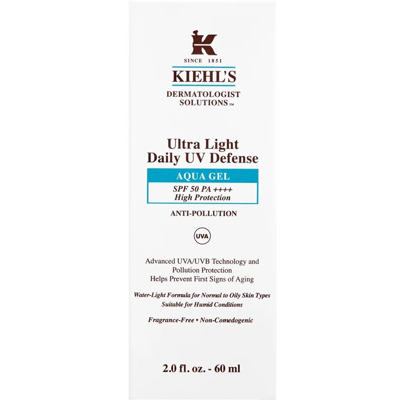 Kiehl's Dermatologist Solutions Ultra Light Daily UV Defense Aqua Gel SPF 50 PA++++ ултра лек защитен флуид за всички видове кожа включително и чувст