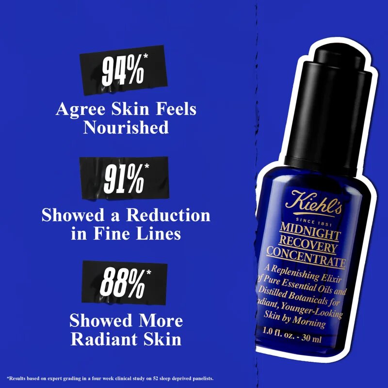 Kiehl's Midnight Recovery Concentrate rегенериращ нощен серум за всички видове кожа включително и чувствителна 30 мл.