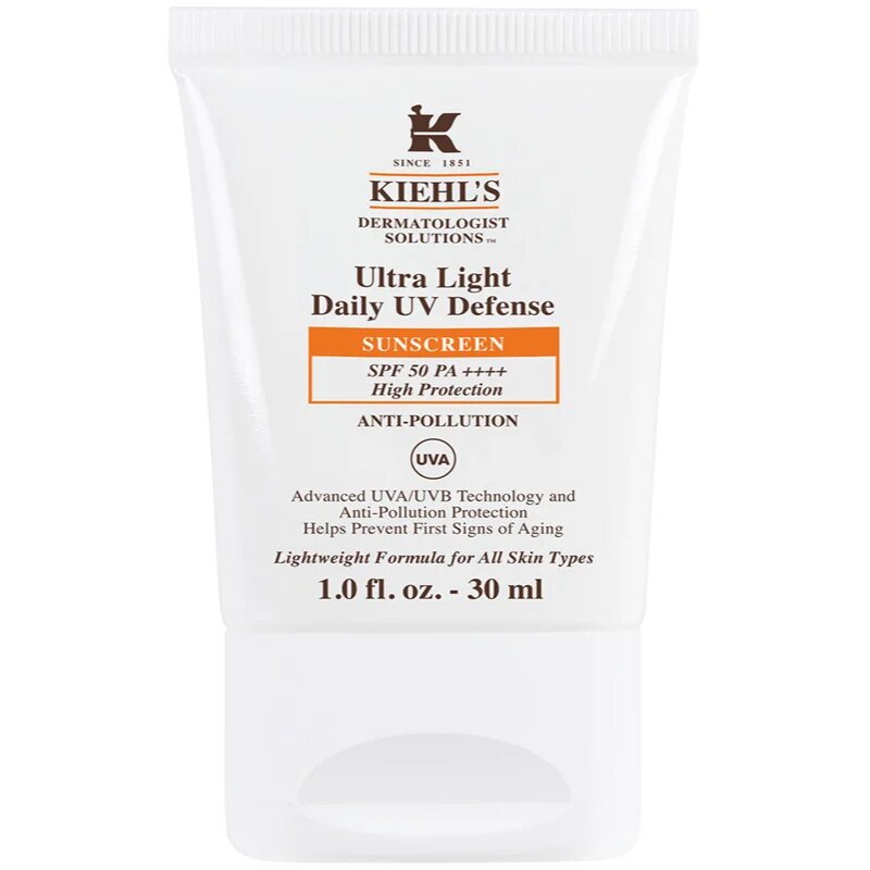 Kiehl's Ultra Light Daily UV Defense ултра лек защитен флуид за всички видове кожа включително и чувствителна SPF 50+ 30 мл.