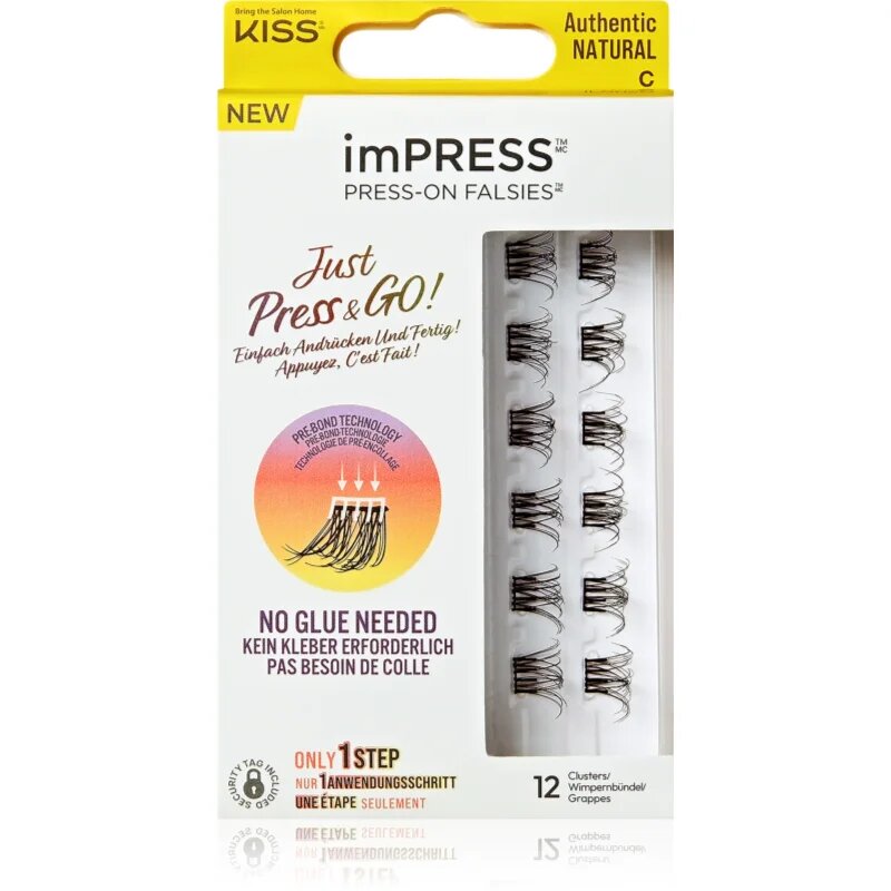 KISS imPRESS Just Press & GO ! лепящи снопчета мигли без възли Authentic Natural c 12 бр.