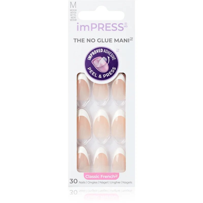 KISS imPRESS The No Glue Mani Изкуствени нокти самозалепващ се Everlasting 30 бр.