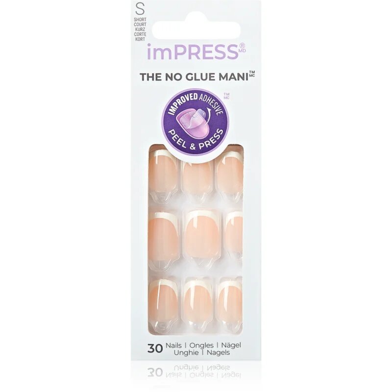 KISS imPRESS The No Glue Mani Изкуствени нокти самозалепващ се Model 30 бр.