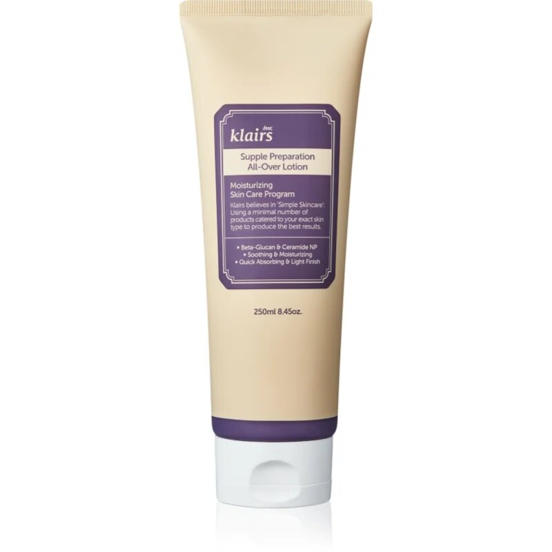 Klairs Supple Preparation All-Over Lotion дълбоко хидратиращо мляко за тяло за суха кожа 250 мл.