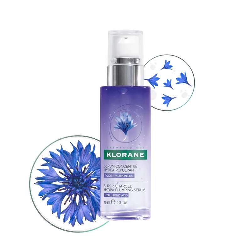 Klorane Cornflower Super-Charged Hydra-Plumping Serum активен серум за озаряване и изглаждане на кожата на лицето 40 мл.