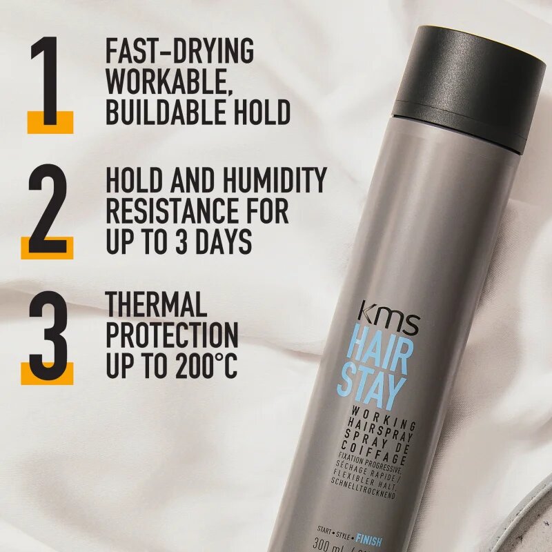 KMS Hair Stay Working Hairspray лак за коса за коса изложена на високи температури 75 мл.