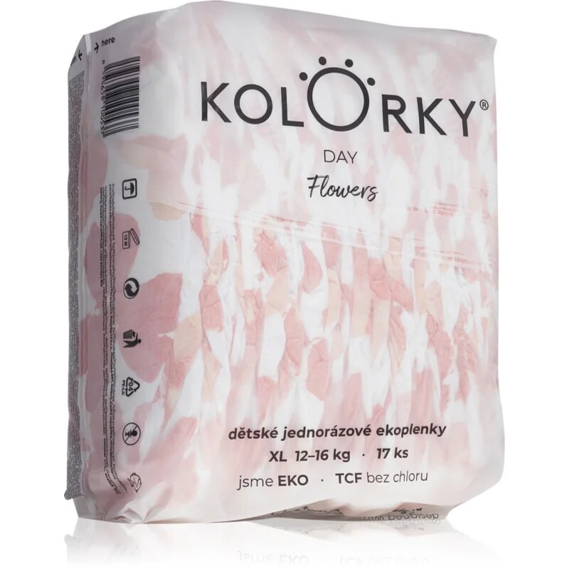 Kolorky Day Flowers еднократни ЕКО пелени размер XL 12-16 Kg 17 бр.