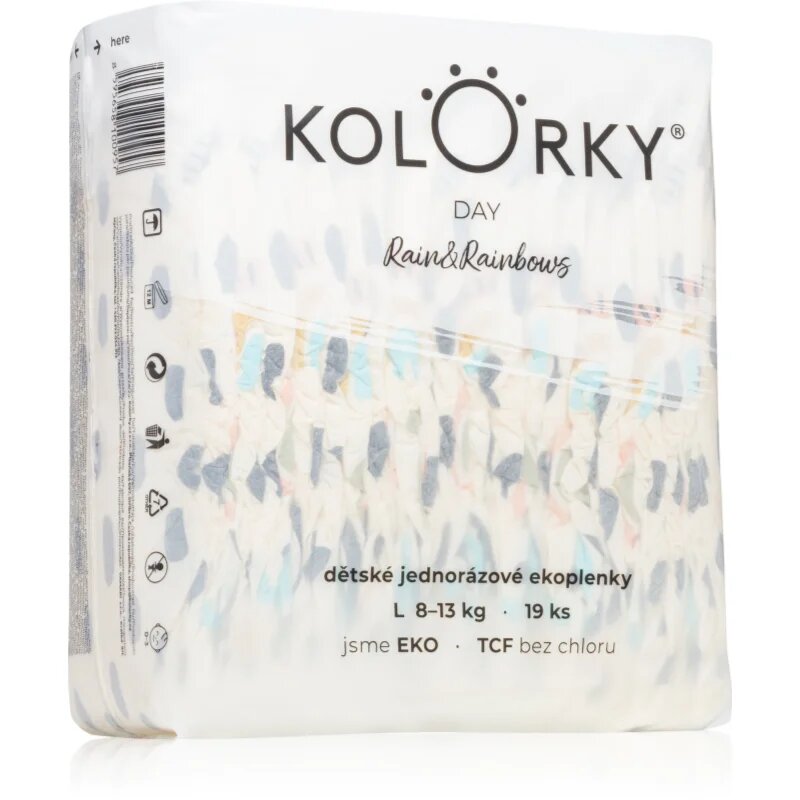 Kolorky Day Rain&Rainbow еднократни ЕКО пелени размер L 8-13 Kg 19 бр.