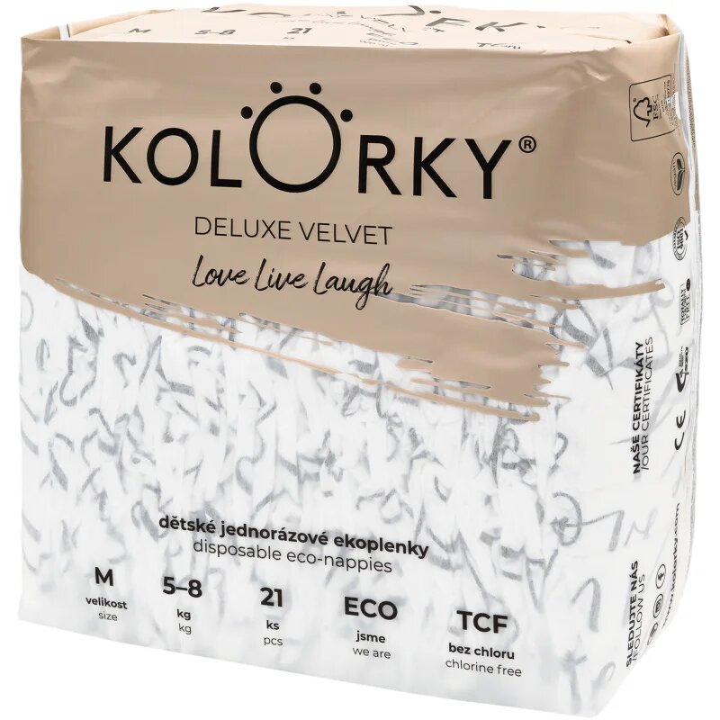 Kolorky Deluxe Velvet Love Live Laugh еднократни ЕКО пелени размер М 5-8 Kg 21 бр.