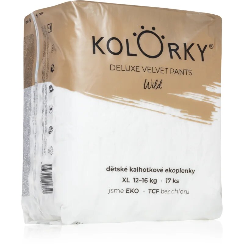 Kolorky Deluxe Velvet Pants Wild еднократни пелени гащички размер XL 12-16 Kg 17 бр.