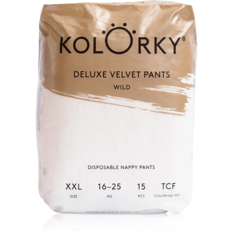 Kolorky Deluxe Velvet Pants Wild еднократни пелени гащички размер XXL 16-25 kg 15 бр.
