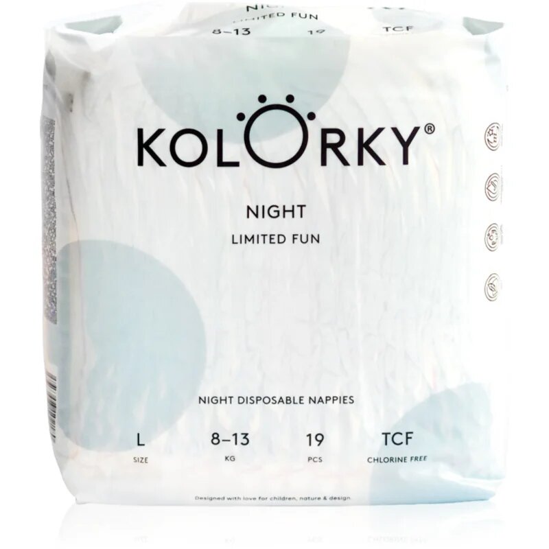 Kolorky Night Limited Fun еднократни пелени за нощ размер L 8-13 kg 19 бр.