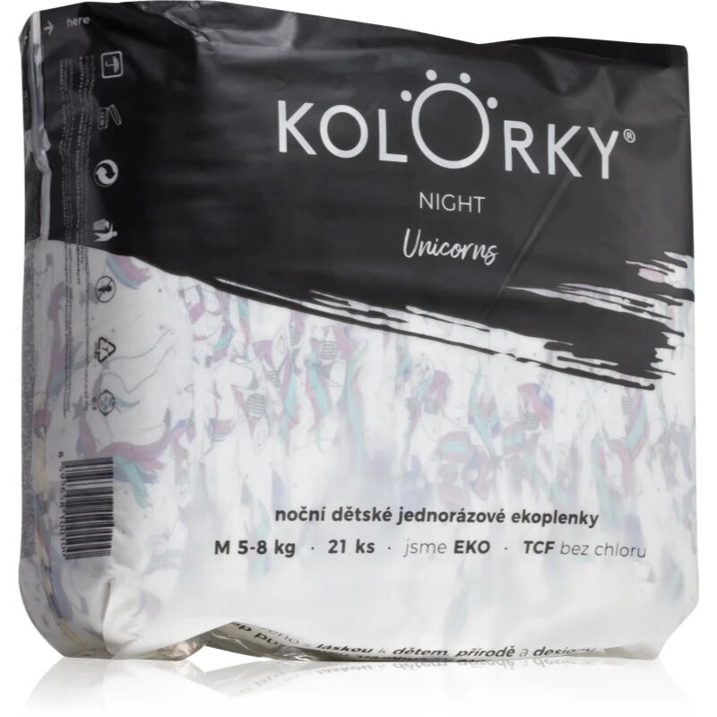 Kolorky Night Unicorn еднократни пелени за цялостна защита през нощта размер М 5-8 Kg 21 бр.