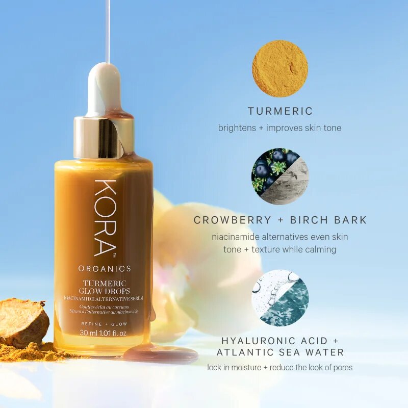 Kora Organics Turmeric Glow Drops озаряващ серум с ниацинамид 30 мл.