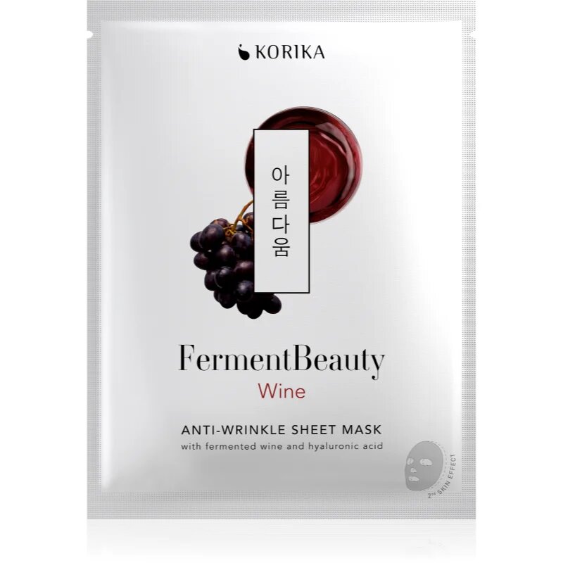 KORIKA FermentBeauty Anti-wrinkle Face Sheet Mask with Fermented Wine and Hyaluronic Acid платнена маска против бръчки с ферментирало вино и хиалуроно