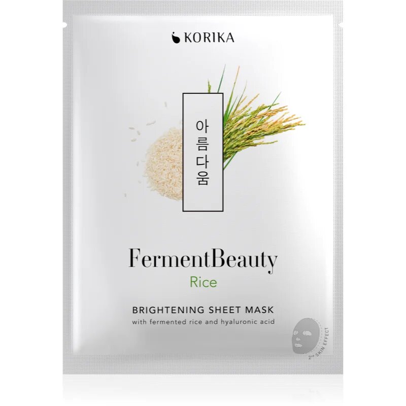 KORIKA FermentBeauty Brightening Face Sheet Mask with Fermented Rice and Hyaluronic Acid озаряваща платнена маска с ферментирал ориз и хиалуронова кис