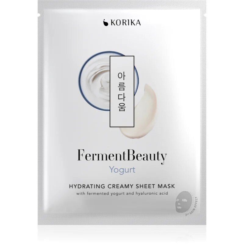 KORIKA FermentBeauty Hydrating Face Sheet Mask with Fermented Yogurt and Hyaluronic Acid хидратираща платнена маска с ферментирало кисело мляко и хиал