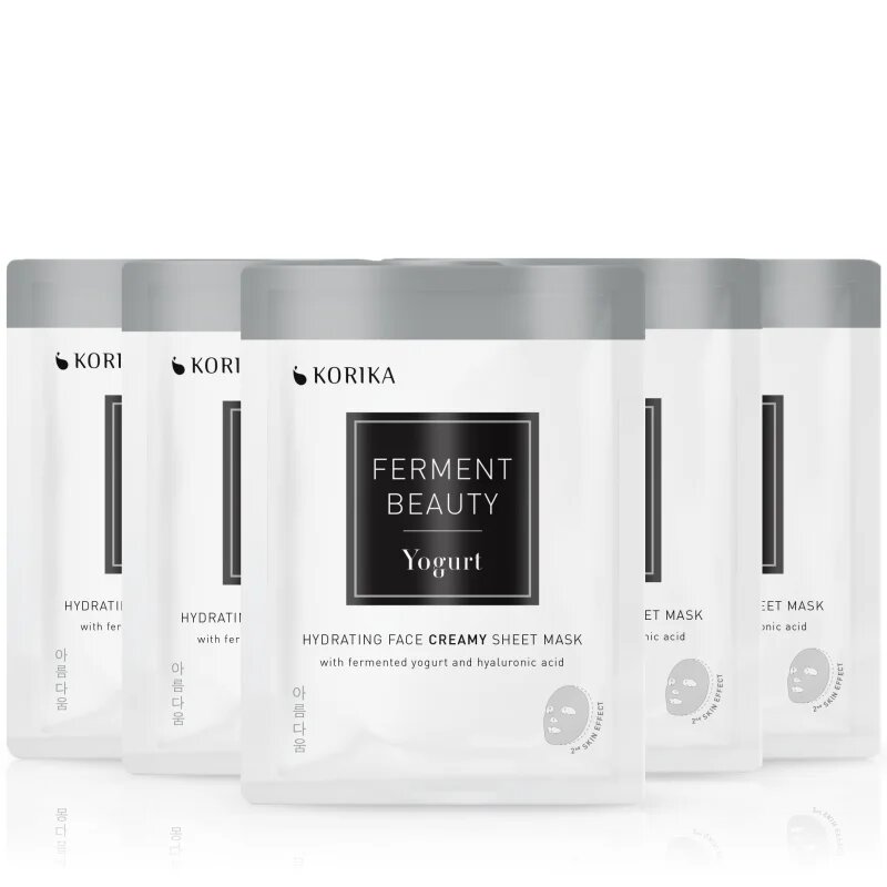KORIKA FermentBeauty Set of 5 Hydrating Face Sheet Masks with Fermented Yogurt and Hyaluronic Acid комплект маски за лице на намалена цена
