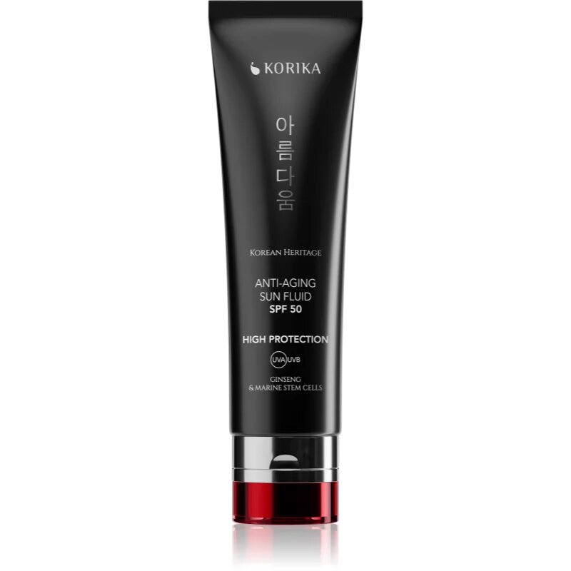 KORIKA Korean Heritage Ginseng & Marine Stem Cells Anti-aging Sun Fluid SPF 50 защитен флуид против стареене на кожата SPF 50 50 мл.