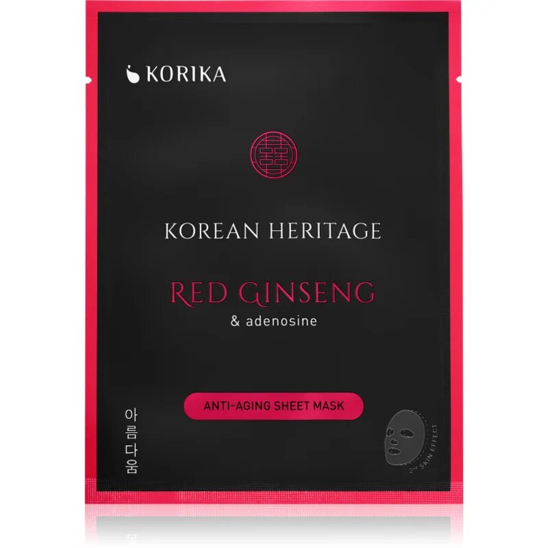 KORIKA Korean Heritage Red Ginseng & Adenosine Anti-aging Sheet Mask комплект маски за лице на намалена цена против стареене и за стягане на кожата