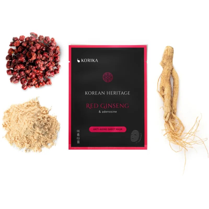 KORIKA Korean Heritage Red Ginseng & Adenosine Anti-aging Sheet Mask комплект маски за лице на намалена цена против стареене и за стягане на кожата
