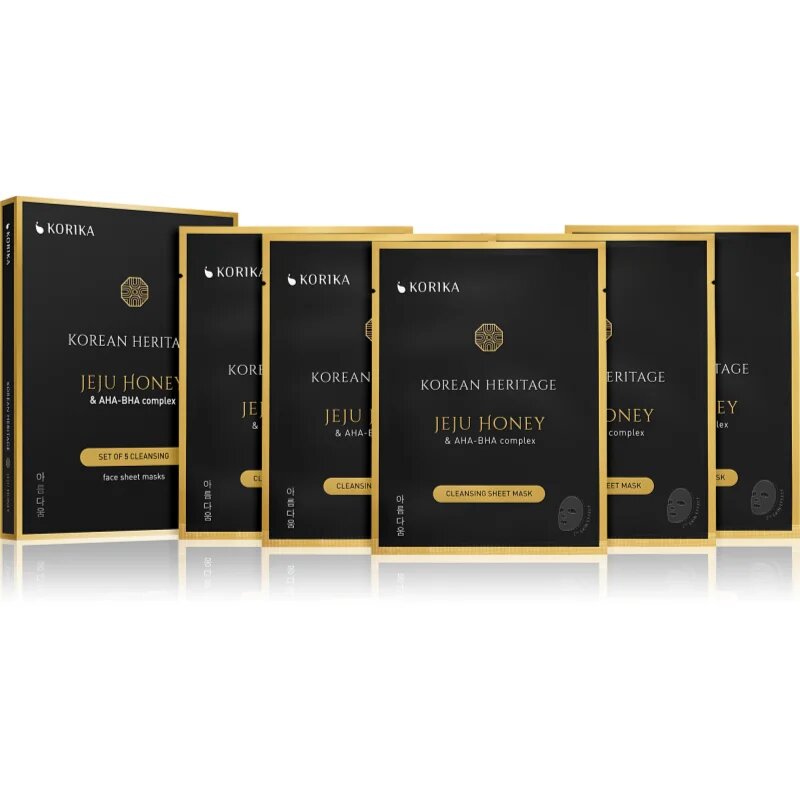 KORIKA Korean Heritage Set of 5 Cleansing Face Sheet Masks комплект маски за лице на намалена цена за перфектно почистена кожа