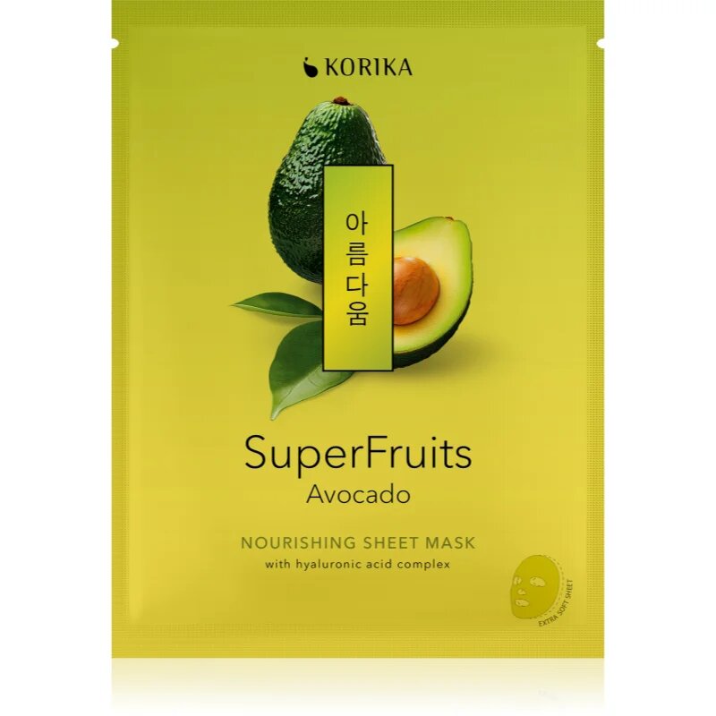 KORIKA SuperFruits Avocado - Nourishing Sheet Mask подхранваща платнена маска 25 гр.
