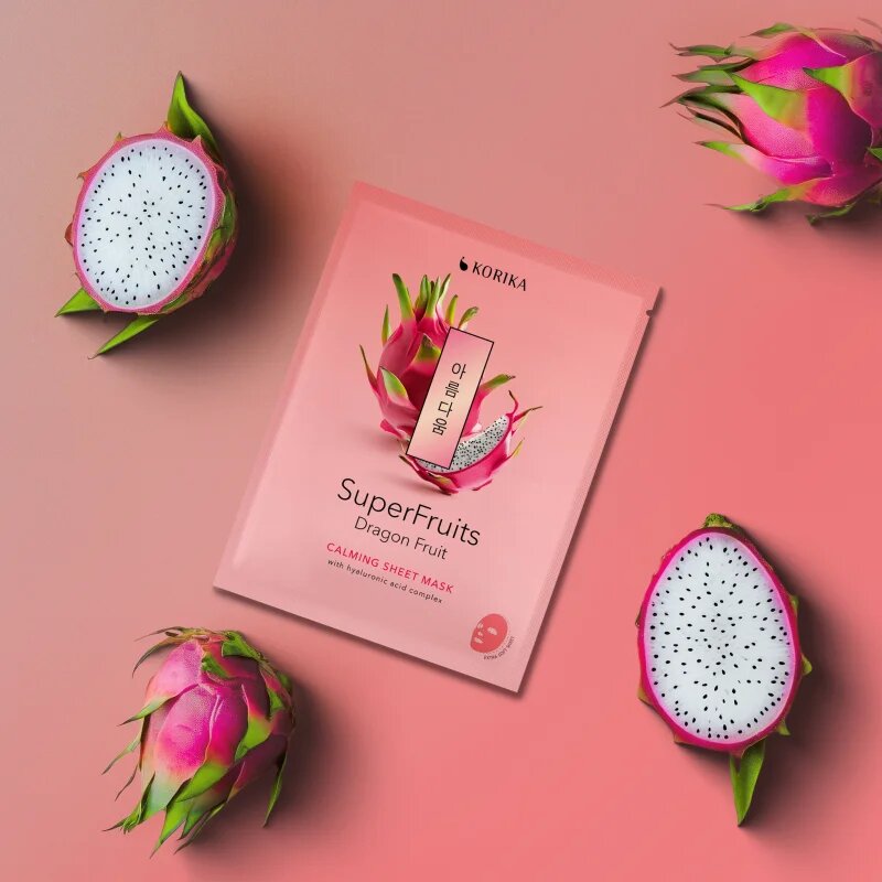 KORIKA SuperFruits Dragon Fruit - Calming Sheet Mask успокояваща платнена маска 25 гр.