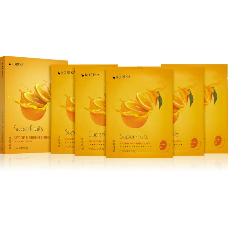 KORIKA SuperFruits Hallabong - Set of 5 Brightening Face Sheet Masks комплект маски за лице на намалена цена за озаряване на лицето Hallabong