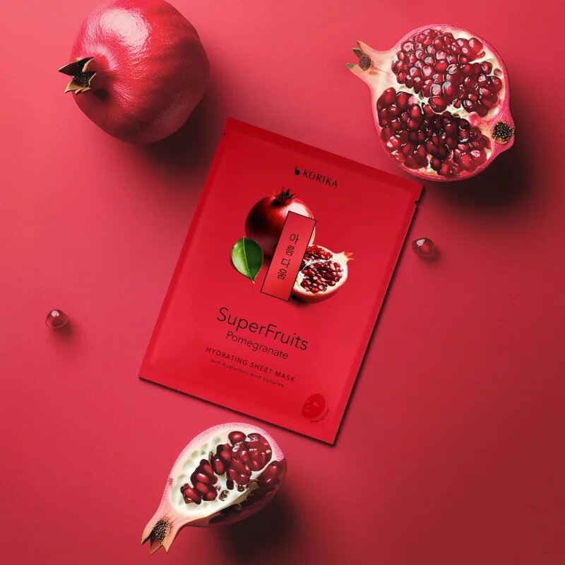 KORIKA SuperFruits Pomegranate - Set of 5 Hydrating Face Sheet Masks комплект маски за лице на намалена цена с хидратиращ ефект 5x25 гр.