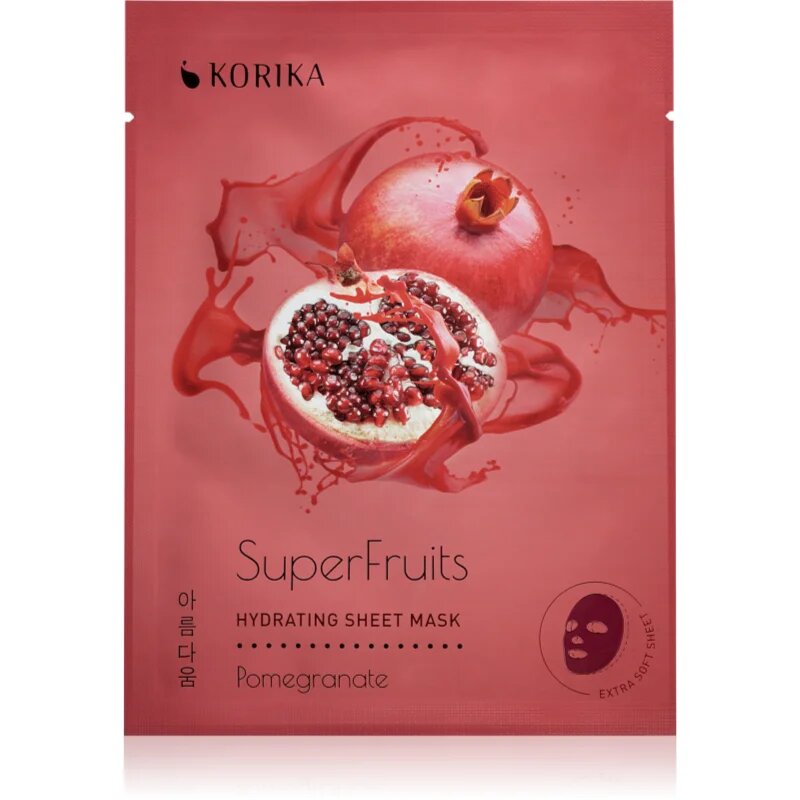 KORIKA SuperFruits Pomegranate - Set of 5 Hydrating Face Sheet Masks комплект маски за лице на намалена цена с хидратиращ ефект Pomegranate