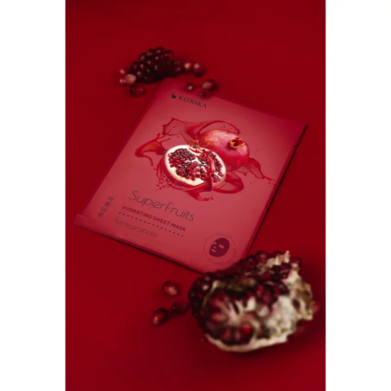 KORIKA SuperFruits Pomegranate - Set of 5 Hydrating Face Sheet Masks комплект маски за лице на намалена цена с хидратиращ ефект Pomegranate