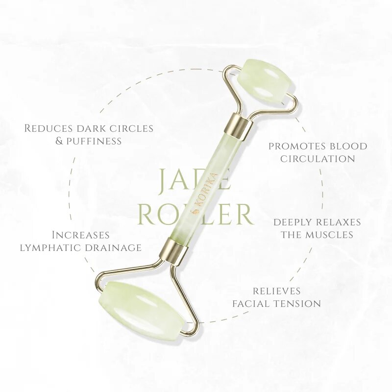 KORIKA Tools Face Roller Green Jade Stone масажно валяче за лице Jade Roller Green