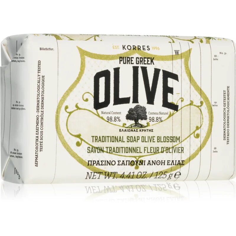 Korres Pure Greek Olive & Olive Blossom почистващ твърд сапун 125 гр.