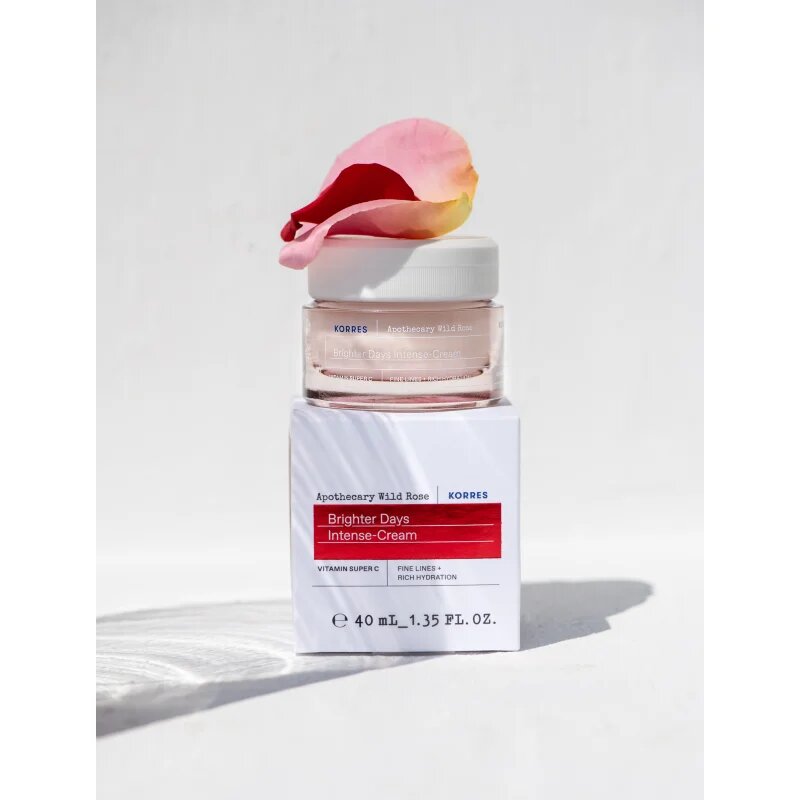 Korres Wild Rose озаряващ дневен крем за суха кожа 40 мл.